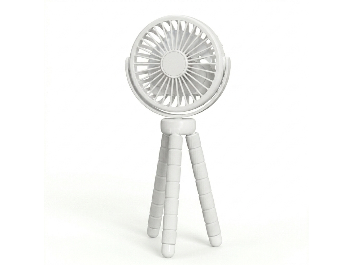 Ventoinha Portátil Dobrável 500mah 3 Velocidades Com Rotação 360º Pritech Pbp-1119 Branco