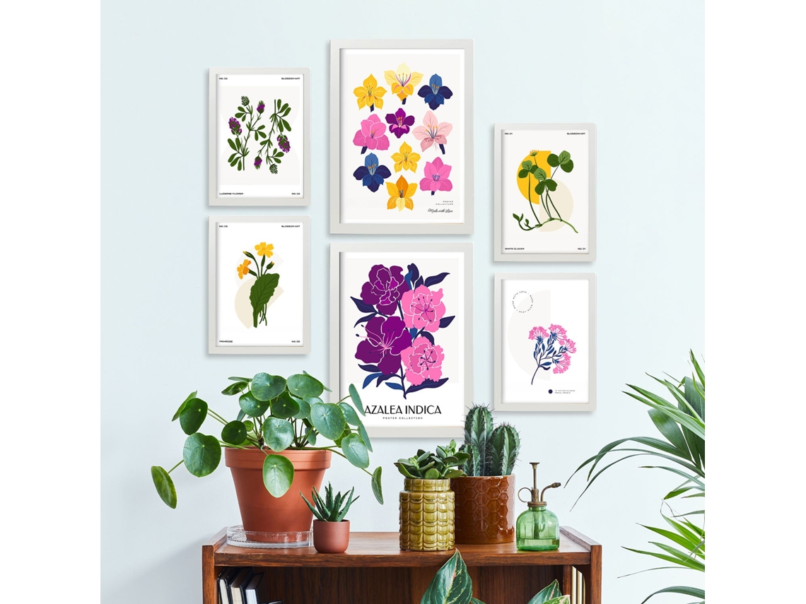 NACNIC Set De 6 Posters Florales Escala Cromática Láminas De Naturaleza Y Botánica Para  Tamaños A3 & A4 Marcos Negros