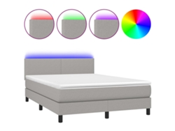 Maison Exclusive - Cama Box Spring Con Colchón Tela Y Led Gris Claro 140x200 Cm