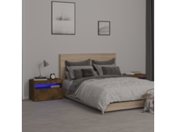 Mesitas de Noche con Leds 2 Pzs 60X35X40 Cm Roble Ahumado