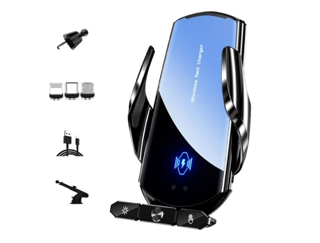 Cargador Teléfono Coche Inalámbrico Carga Rápida Móvil Ventilación CHRONUS Negro