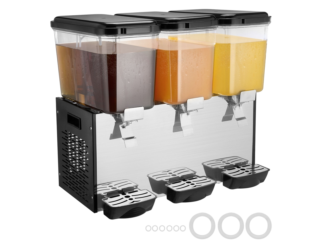 Dispensador de bebidas comerciales Succebuy de 18 l y 3 tanques para bebidas frías, jugos y hielo