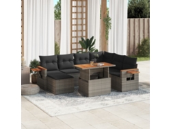 Conjunto de sofás de jardín de 8 piezas DKD Home Decor con cojines de mimbre gris