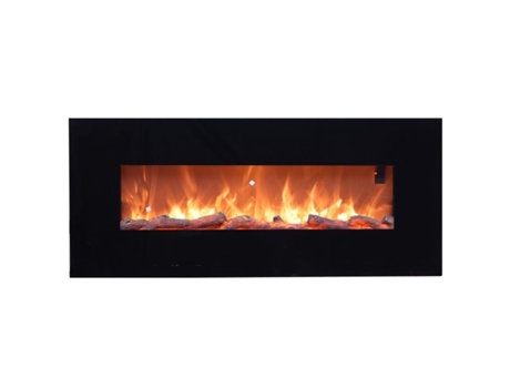 Sined STELVIO Chimenea eléctrica de pared de acero y cristal 1500W Incluye mando a distancia, Negro