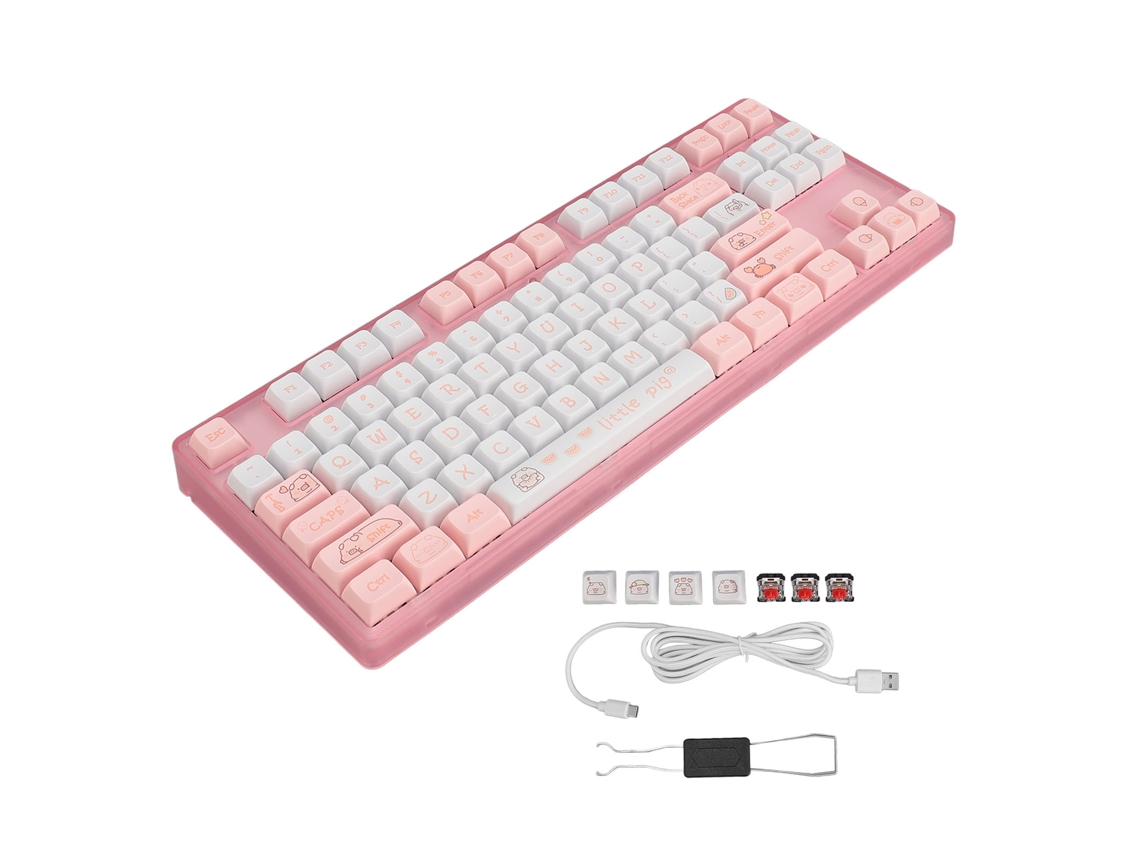 Teclado Mecánico Para Juegos De 87 Teclas, Pbt, Sublimación, Retroiluminación Blanca, Interruptores Rojos, Usb Con Cable Para Windows