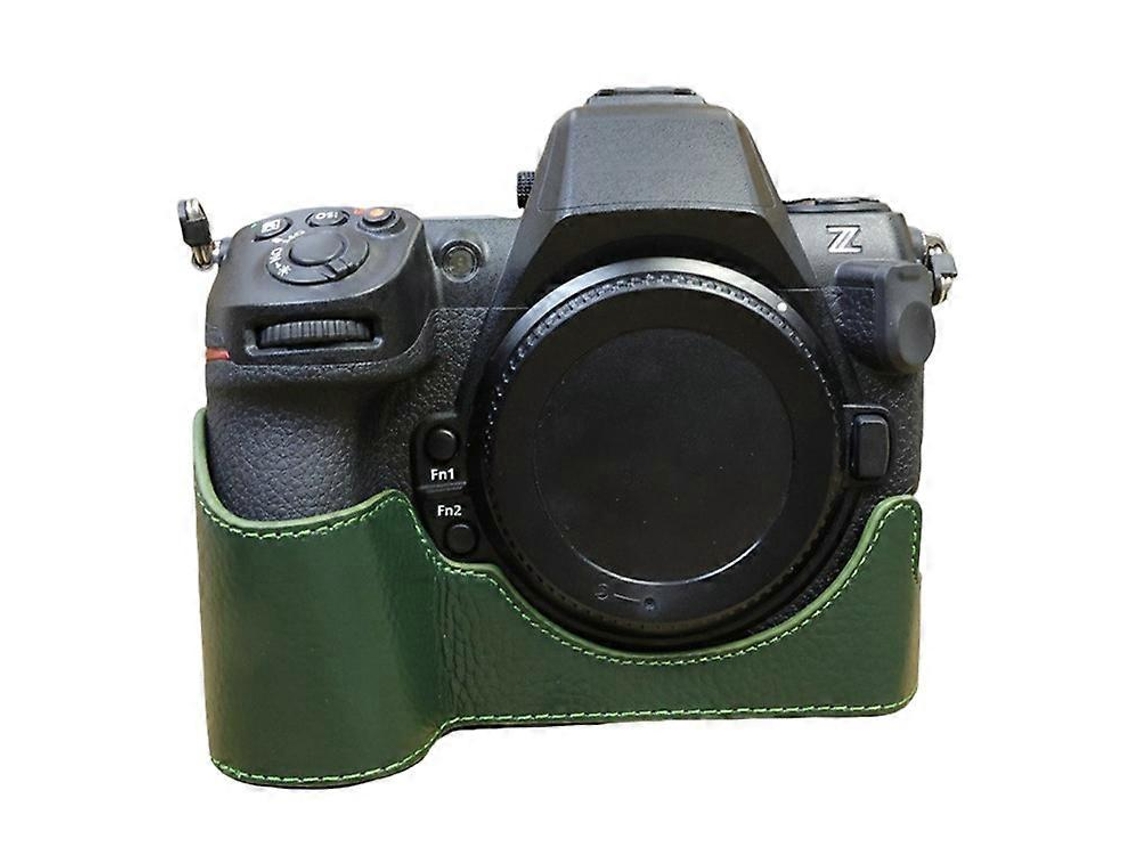 Estuche de piel de vaca auténtica compatible con Nikon Z8, estuche para cámara de medio cuerpo con ranura para batería Facpoet