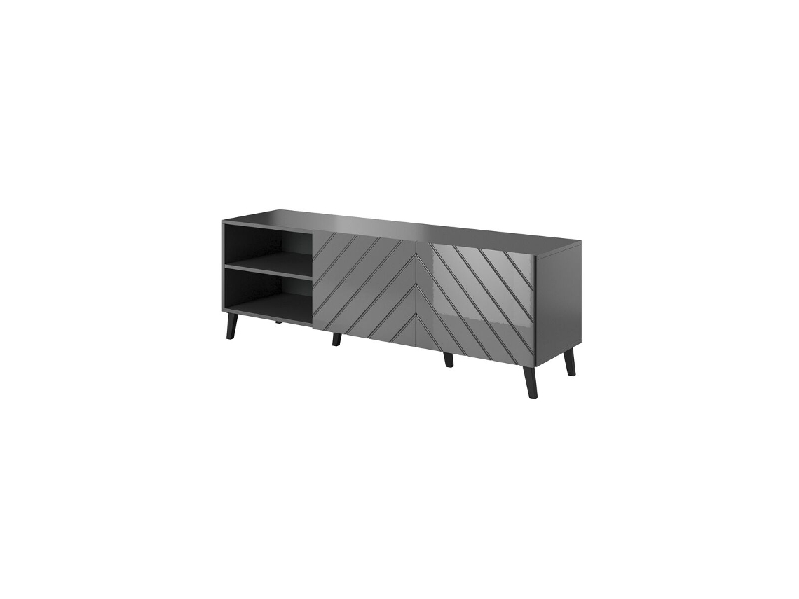 Mueble de TV CAMA MEBLE ABETO RTV150 GR Negro Grafito Plástico Madera MDF 150x52x42 cm
