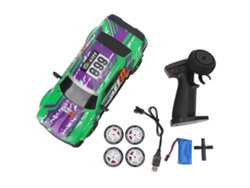 Coche De Carreras De Alta Velocidad Con Control Remoto De 2.4 Ghz, Escala 1/16, Para Niños, Color Verde Y Morado.
