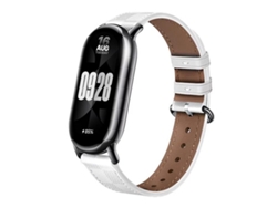 Pulsera para Xiaomi Smart Band 10/9/8 - Piel - Textura a cuadros - Hebilla de acero blanco plateado