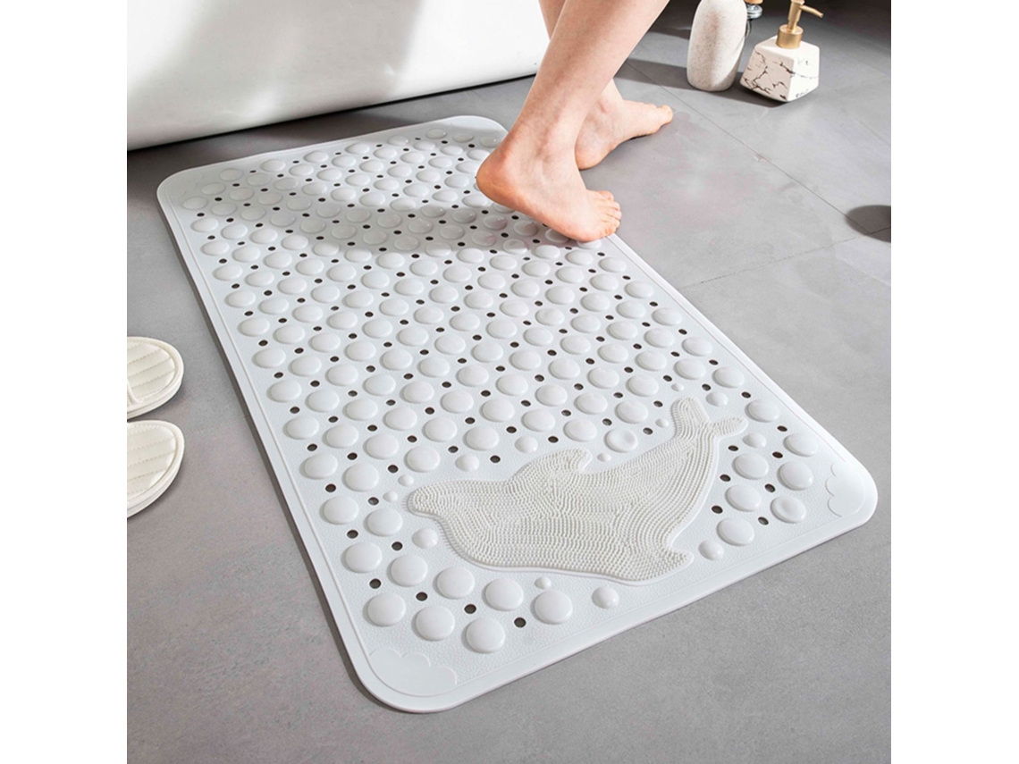 Alfombra De Baño Antideslizante Con Potente Ventosa Para Ducha Y Masaje De Pies (blanca/35x70cm) Gertiz