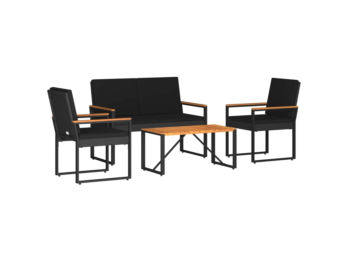 Maison Exclusive - Conjunto De Móveis Para Exterior 4 Pcs Preto Vime Pe