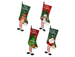 4 Calcetines Navideños Decorativos Con Diseño De Dibujos Animados: Viejo Alce, Árbol Y Muñeco De Nieve (4 Unidades).
