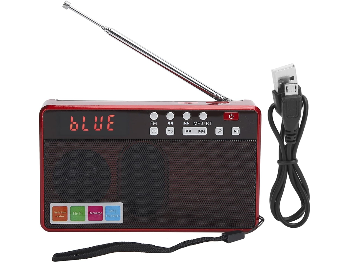 Radio FM con Bluetooth, antena, ranura para tarjeta de memoria y puerto USB, compatible con FM 87.5-108 MHz. SFUSHOS
