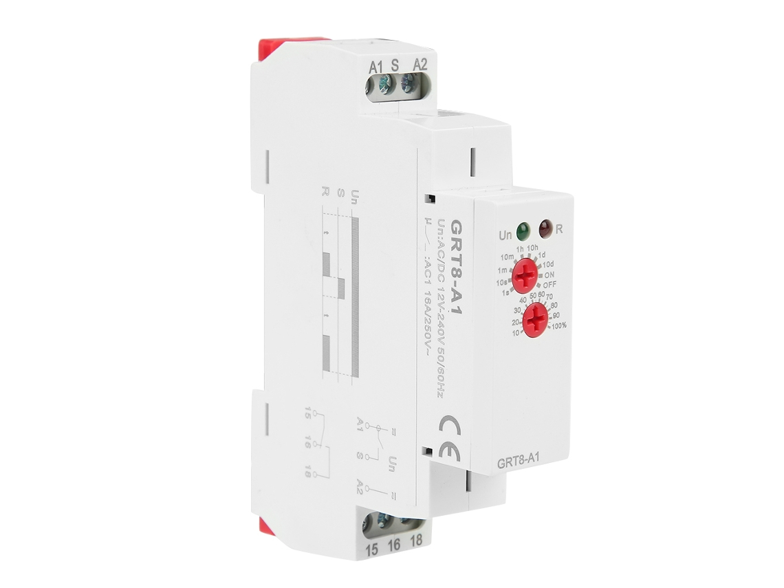 Mini Relé Retardador Para Carril Din Grt8-a1 Ac/dc 12v~240v, Ajustable De 0,1 S A 10 Días.