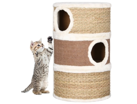 vidaXL Barril rascador para gatos hierba marina 60 cm