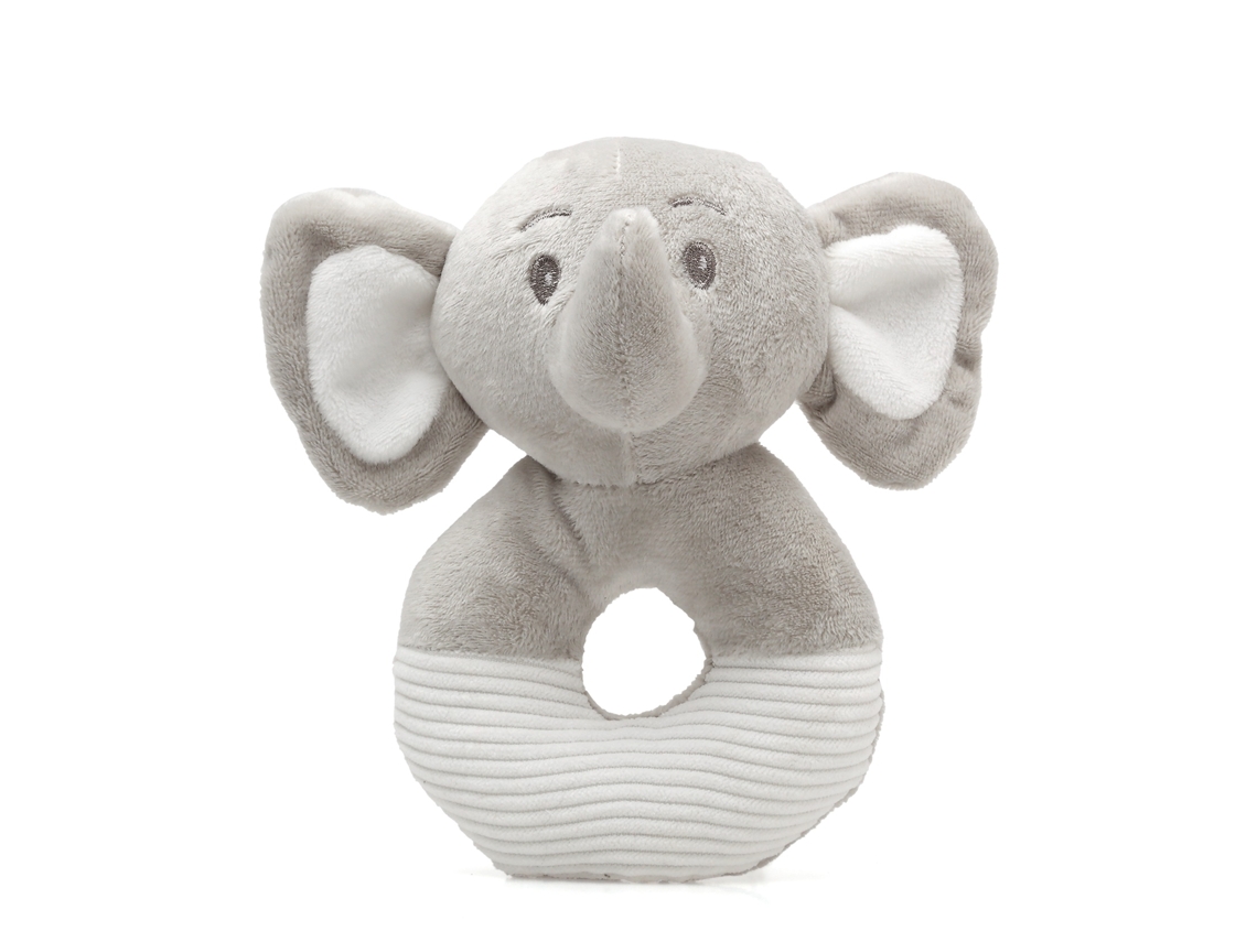 Kiokids Sonajero de peluche elefante gris 13cm