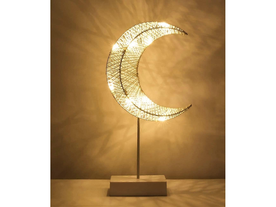 Rebe-lámpara De Mesa Con Forma De Luna Para Niños, Lámpara De Noche Led Con Luz Blanca Cálida, Funciona Con Pilas, Decorativa Para Dormitorio