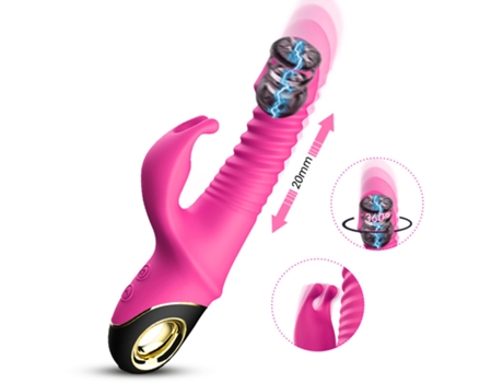 Vibrador de conejo, rotación telescópica automática de 360 °, juguete sexual masturbador para mujeres (rojo) ENZONS