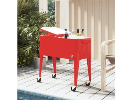 Carrito nevera VIDAXL con ruedas rojo 92x43x89 cm