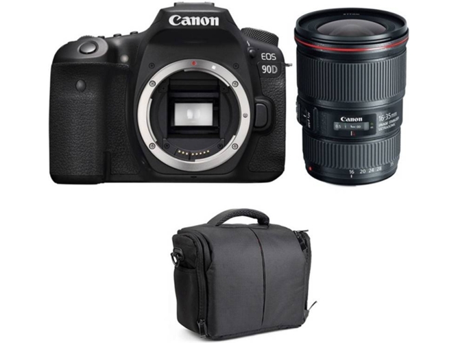 Kit Cámara Réflex CANON EOS 90D + EF 16-35mm f/4L IS USM + Bolsa