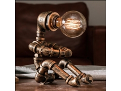 Luminária De Mesa Em Metal Estilo Retrô-industrial, Iluminação Para Sala De Estar E Quarto, Abajur Com Soquete Em Bronze