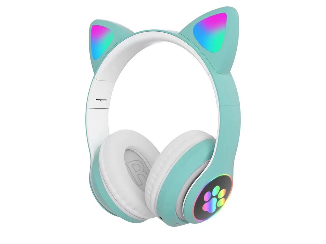 Auriculares MDUG con diseño de orejas de gato, sonido estéreo, micrófono y cuero auténtico.