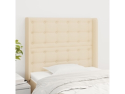 Cabecero Con Orejas De Tela Color Crema 103x16x118/128 Cm