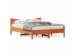Maison Exclusive - Cama Sin Colchón Madera Maciza Pino Marrón Cera 150x200 Cm