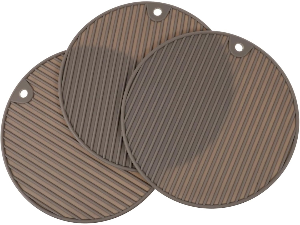 Juego de 3 posavasos redondos aislantes de silicona, lavables, para tazas y sartenes. Vayotoy