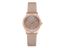 Reloj De Pulsera De Cuarzo Informal Para Mujer Con Correa De Pu Y Esfera Redonda Beige.