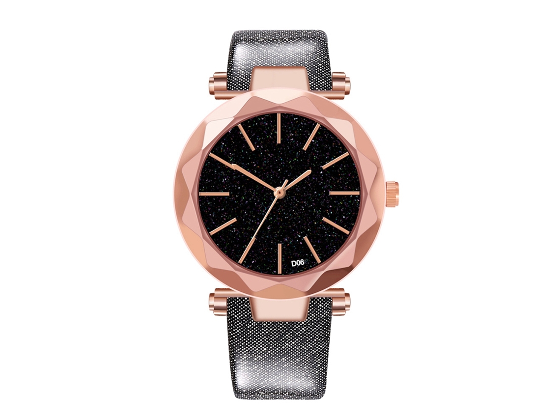 Reloj De Cuarzo Con Correa De Cuero Pu Modesto Dial Redondo Pulsera Mujer Negro