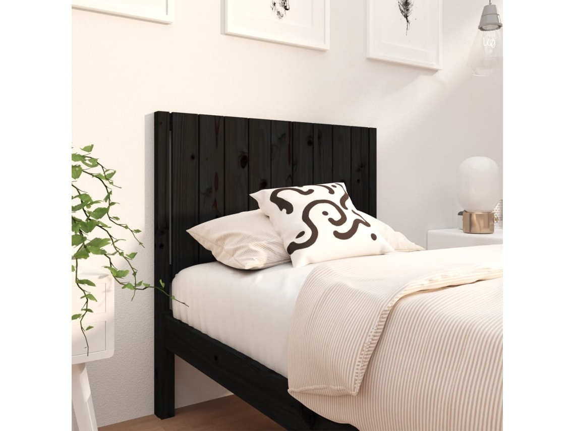Cabecero De Cama Madera Maciza De Pino Negro 95,5x4x100 Cm