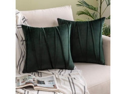 2026-41250-funda De Almohada De Terciopelo Rayado Moderna 2 Unidades 45x45cm Verde Oscuro Para Sofa Cama Auto