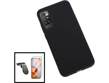 Kit Carcasa + Protector de Pantalla GorilaGlass + Soporte de Auto Magnético L Xiaomi Redmi 10 2022 G4M Negro