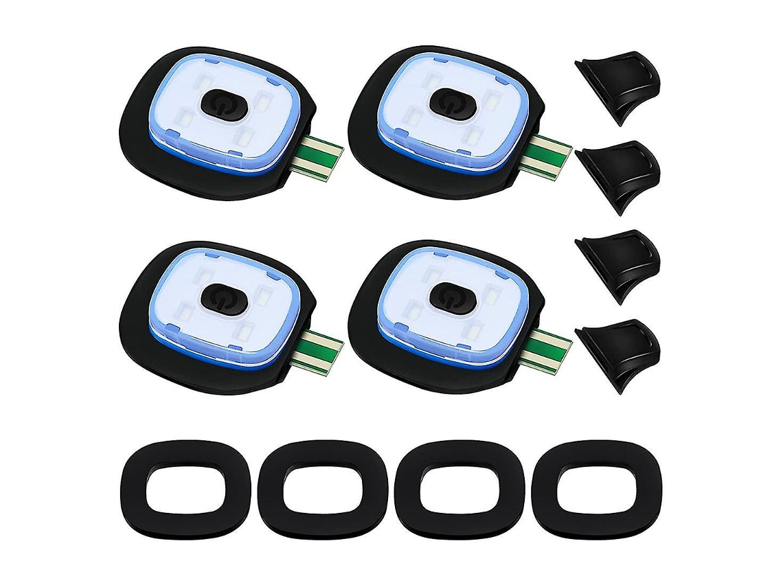 Luz Recargable Usb Para Gorro De Punto Led, 4 Piezas Con Modos De Luz Fuerte, Media Y Débil Negro