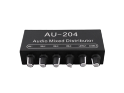 Divisor De Audio Estéreo Mini Preamplificador De Auriculares 2 Entradas 4 Salidas 3,5 Mm Con Control Individual