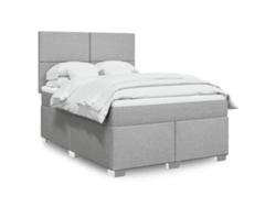 Cama Box Spring Con Colchón Tela Gris Claro 160x200 Cm