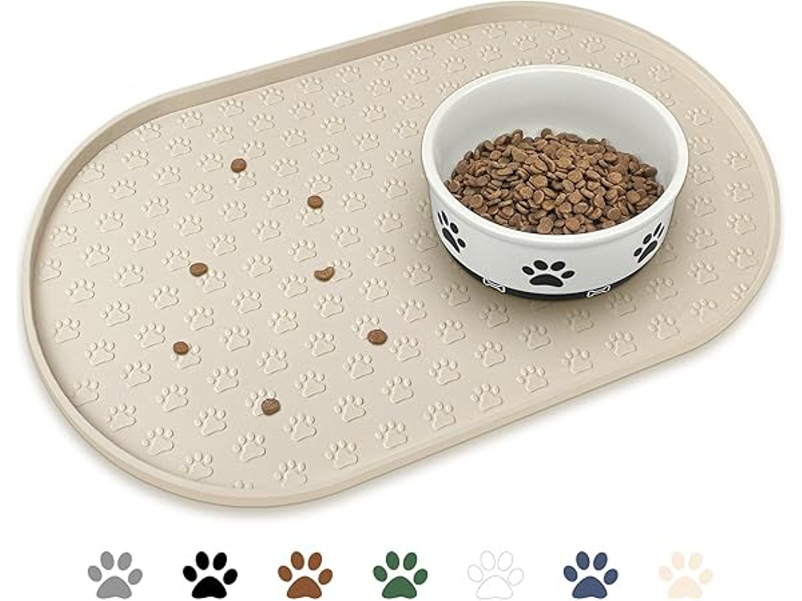Alfombrilla para comederos de mascotas, apta para perros y gatos, de silicona antideslizante e impermeable, ergonómica, para uso diario. STELASPLEN