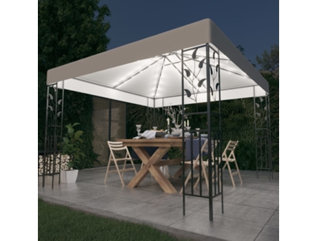 MAISON EXCLUSIVE Carpa cenador de jardín con tira de luz LED 3x3 m blanco