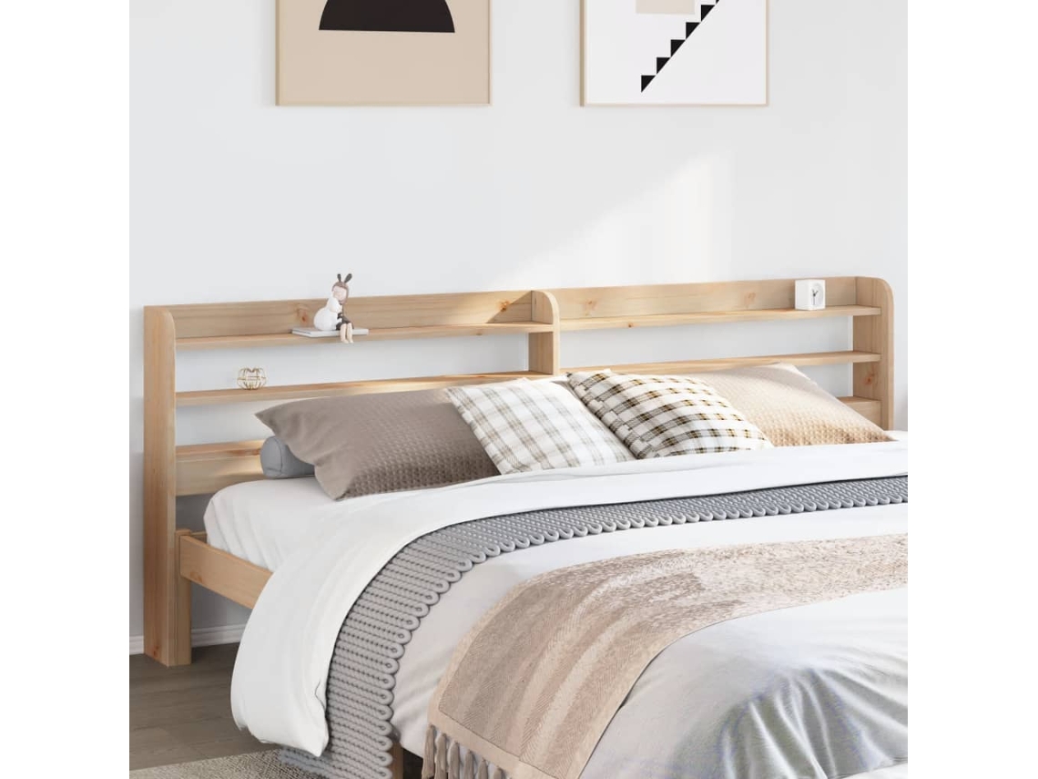 Cabecero De Cama Con Estantes Madera Maciza De Pino 180 Cm
