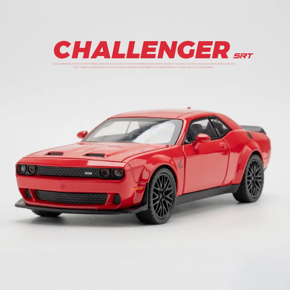 (Red Hellcat) 1:32 - Miniatura de coche de aleación fundida a presión - Funciones de sonido y luz