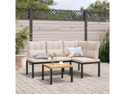 Bancos de jardín con cojines, 2 unidades, acero con recubrimiento en polvo negro, Dkd Home Decor