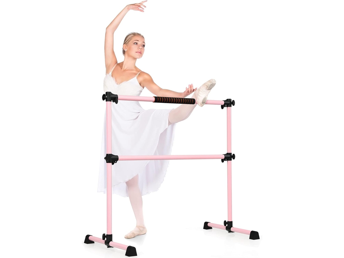 Barra de Ballet Independiente Altura Regulable Barra de Estiramiento Desmontable Barra de Ballet de Hierro Carga hasta 50 kg (Rosa) COSTWAY