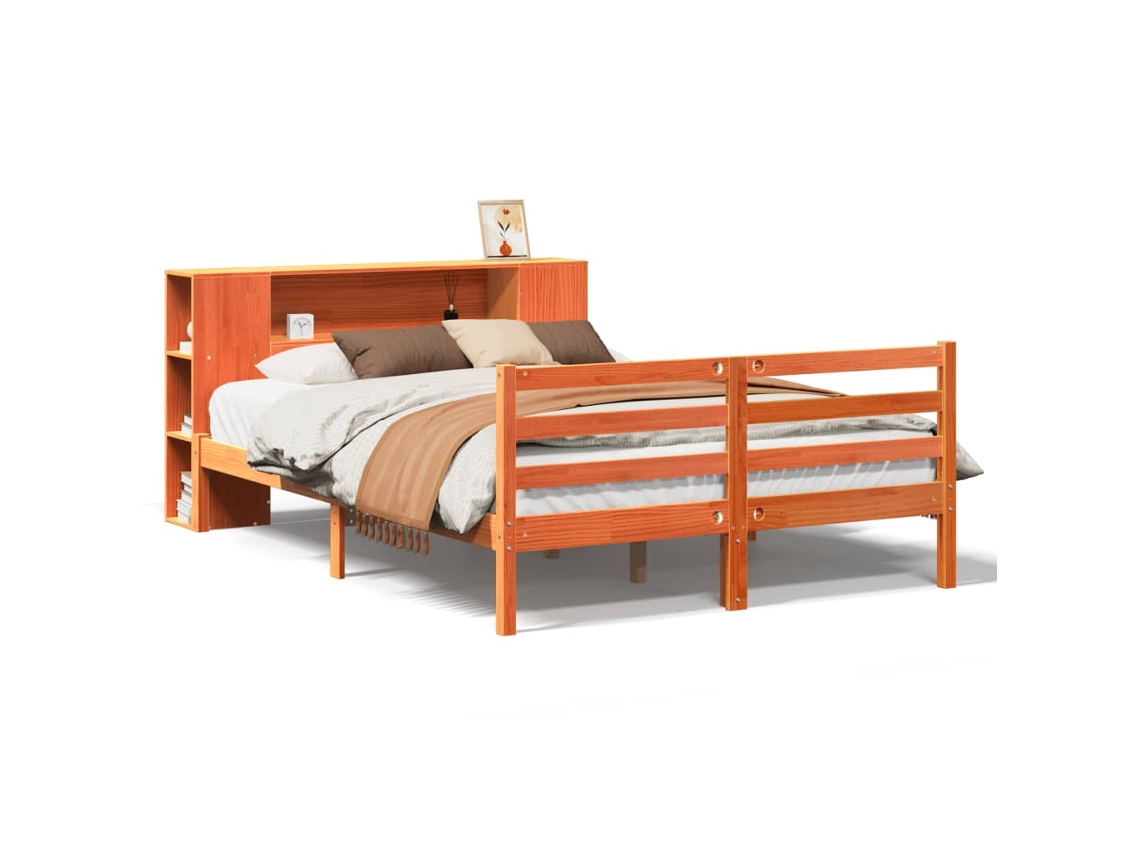 Maison Exclusive - Cama Con Estantería Sin Colchón Madera Maciza Marrón 150x200 Cm