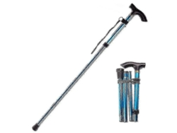 Bastón plegable y ajustable de aleación de aluminio con base antideslizante, ideal para senderismo. 1 unidad.