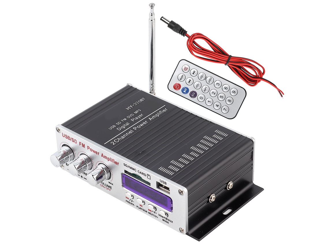 Amplificador De Potência Bluetooth Hifi Estéreo Com Controle Remoto Para Carro E Casa Reprodutor Digital Fm