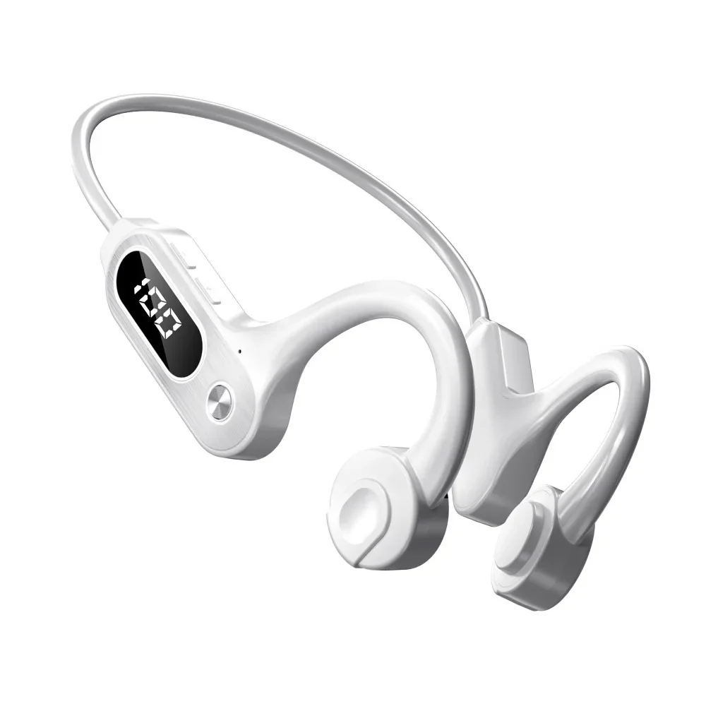 Auriculares Bluetooth 5.3 De Conducción Ósea (blancos), Diseño Con Gancho Para La Oreja, Resistentes Al Agua Ipx5.