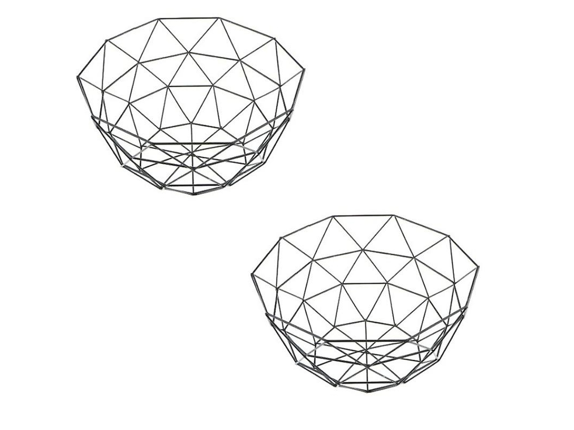 Rebe-cesta De Frutas De Hierro Multifuncional Metal Fruit L Con Diseño Geométrico Para Almacenar Frutas Verduras Y Decoración De Cocina