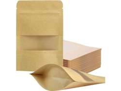 100 Envelopes De Papel Kraft De 9*14cm Com Fecho Zipper Selável Reutilizáveis Para Armazenar Alimentos E Produtos