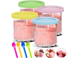 Conjunto de 4 Recipientes para a Máquina de Gelados Ninja Creami Deluxe Nc501nc501eu, Adequado para Ninja Creami, com Tampa